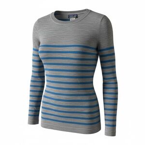 Patagonia Merino Wool Stripe Sweater – Women’s Small – Gray/Blue